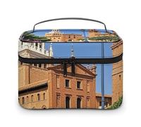 DWTJKMS Spanish Cities Makeup Bag, Cosmetic Organizer Case Large Portable Capacity Make Up Bags Women Travel Toiletry Bags with Handle And Divider