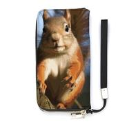 DWTJKMS Squirrel Funny Animal Long Wallet Slim PU Leather Wallets for Men Women Minimalist Wallet with Card Slots, white, 20x10.5cm