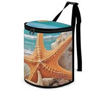 DWTJKMS Starfish Seashell Beach Car Trash Can with Lid Large Capacity Hanging Auto Trash Bin Leak-Proof Waterproof Trash Bin Cars Must Haves Interior Accessories