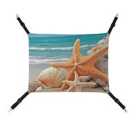 DWTJKMS Starfish Seashell Beach Cat Hammock Soft Sleeping Hammocks Adjustable Pet Hammock All Season Use for Cats, Ferret, Puppy, Rabbits, Small Animals (Classical)