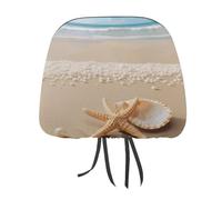 DWTJKMS Starfish Shell and Beach Car Seat Headrest Cover 2 PCS Adjustable Reusable, Auto Interior Seat Accessories Cute Vintage Car Headrest Protector Seats Cover,for Most Cars