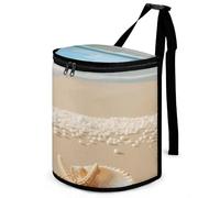 DWTJKMS Starfish Shell and Beach Car Trash Can with Lid Large Capacity Hanging Auto Trash Bin Leak-Proof Waterproof Trash Bin Cars Must Haves Interior Accessories
