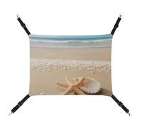 DWTJKMS Starfish Shell and Beach Cat Hammock Soft Sleeping Hammocks Adjustable Pet Hammock All Season Use for Cats, Ferret, Puppy, Rabbits, Small Animals (Classical)