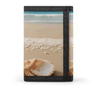 DWTJKMS Starfish Shell And Beach Wallet Minimalist Mens Slim Trifold Wallets Modern Fashion Wallets Anti-Theft Wallet Holds Cards And Cash