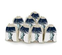 DWTJKMS Statue of Liberty Gift Pouches 8PCS Portable Small Drawstring Storage Bags Pouches Reusable Cotton Linen Bunches Pocket For Wedding, Travel, Office, Workout (Unisex)