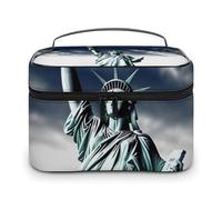 DWTJKMS Statue of Liberty Makeup Bag, Cosmetic Organizer Case Large Portable Capacity Make Up Bags Women Travel Toiletry Bags with Handle And Divider