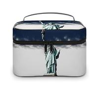 DWTJKMS Statue of Liberty Makeup Bag, Cosmetic Organizer Case Large Portable Capacity Make Up Bags Women Travel Toiletry Bags with Handle And Divider