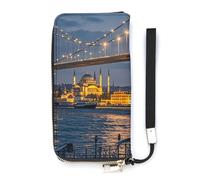 DWTJKMS Strait Bridge Long Wallet Slim PU Leather Wallets for Men Women Minimalist Wallet with Card Slots, white, 20x10.5cm