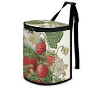 DWTJKMS Strawberry Embroidery Car Trash Can with Lid Large Capacity Hanging Auto Trash Bin Leak-Proof Waterproof Trash Bin Cars Must Haves Interior Accessories