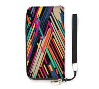 DWTJKMS Striped Abstract Colorful Long Wallet Slim PU Leather Wallets for Men Women Minimalist Wallet with Card Slots, white, 20x10.5cm