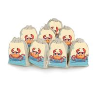 DWTJKMS Summer Cartoon Crab Gift Pouches 8PCS Portable Small Drawstring Storage Bags Pouches Reusable Cotton Linen Bunches Pocket For Wedding, Travel, Office, Workout (Unisex)