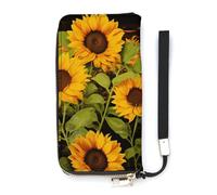 DWTJKMS Sun Flower Long Wallet Slim PU Leather Wallets for Men Women Minimalist Wallet with Card Slots, white, 20x10.5cm