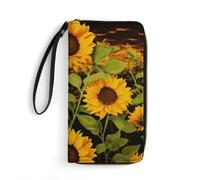 DWTJKMS Sun Flower Long Wallet Slim PU Leather Wallets for Men Women Minimalist Wallet with Card Slots, white, 19.7x10.5cm