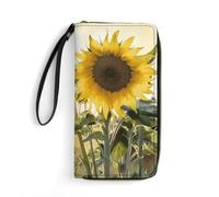 DWTJKMS Sunflowers Long Wallet Slim PU Leather Wallets for Men Women Minimalist Wallet with Card Slots, white, 19.7x10.5cm