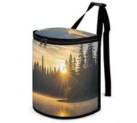 DWTJKMS Sunrise on The Lake Car Trash Can with Lid Large Capacity Hanging Auto Trash Bin Leak-Proof Waterproof Trash Bin Cars Must Haves Interior Accessories