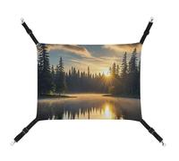 DWTJKMS Sunrise on The Lake Cat Hammock Soft Sleeping Hammocks Adjustable Pet Hammock All Season Use for Cats, Ferret, Puppy, Rabbits, Small Animals (Classical)