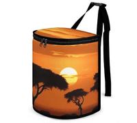 DWTJKMS Sunset African Savanna Car Trash Can with Lid Large Capacity Hanging Auto Trash Bin Leak-Proof Waterproof Trash Bin Cars Must Haves Interior Accessories