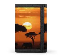DWTJKMS Sunset African Savanna Wallet Minimalist Mens Slim Trifold Wallets Modern Fashion Wallets Anti-Theft Wallet Holds Cards And Cash