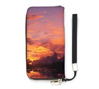 DWTJKMS Sunset at Dusk Long Wallet Slim PU Leather Wallets for Men Women Minimalist Wallet with Card Slots, white, 20x10.5cm