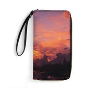 DWTJKMS Sunset at Dusk Long Wallet Slim PU Leather Wallets for Men Women Minimalist Wallet with Card Slots, white, 19.7x10.5cm