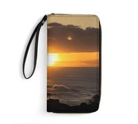 DWTJKMS Sunset Hawaii Beach Long Wallet Slim PU Leather Wallets for Men Women Minimalist Wallet with Card Slots, white, 19.7x10.5cm