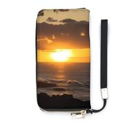 DWTJKMS Sunset Hawaii Beach Long Wallet Slim PU Leather Wallets for Men Women Minimalist Wallet with Card Slots, white, 20x10.5cm