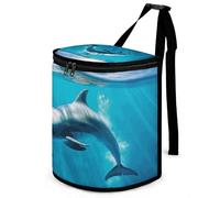 DWTJKMS Swimming Dolphin in Blue Sea Car Trash Can with Lid Large Capacity Hanging Auto Trash Bin Leak-Proof Waterproof Trash Bin Cars Must Haves Interior Accessories