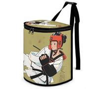 DWTJKMS Taekwondo Design Car Trash Can with Lid Large Capacity Hanging Auto Trash Bin Leak-Proof Waterproof Trash Bin Cars Must Haves Interior Accessories