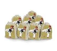 DWTJKMS Taekwondo Design Gift Pouches 8PCS Portable Small Drawstring Storage Bags Pouches Reusable Cotton Linen Bunches Pocket For Wedding, Travel, Office, Workout (Unisex)