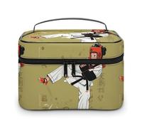 DWTJKMS Taekwondo Design Makeup Bag, Cosmetic Organizer Case Large Portable Capacity Make Up Bags Women Travel Toiletry Bags with Handle And Divider