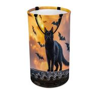 DWTJKMS The Black Cat Is Pacing on The Roof Laundry Basket, Collapsible Dirty Clothes Hamper with Easy Carry Handles, Large Storage Basket for Laundry Room Dorm, Family
