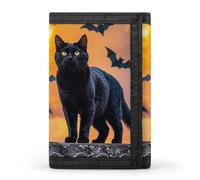 DWTJKMS The Black Cat Is Pacing on The Roof Wallet Minimalist Mens Slim Trifold Wallets Modern Fashion Wallets Anti-Theft Wallet Holds Cards And Cash