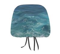 DWTJKMS The Blue Sea Car Seat Headrest Cover 1 PCS Adjustable Reusable, Auto Interior Seat Accessories Cute Vintage Car Headrest Protector Seats Cover,for Most Cars