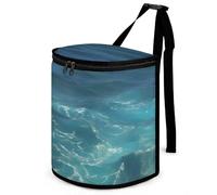 DWTJKMS The Blue Sea Car Trash Can with Lid Large Capacity Hanging Auto Trash Bin Leak-Proof Waterproof Trash Bin Cars Must Haves Interior Accessories