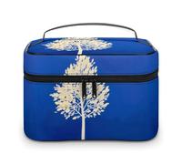 DWTJKMS The White Tree Makeup Bag, Cosmetic Organizer Case Large Portable Capacity Make Up Bags Women Travel Toiletry Bags with Handle And Divider