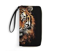 DWTJKMS Tiger Head Artwork Long Wallet Slim PU Leather Wallets for Men Women Minimalist Wallet with Card Slots, white, 19.7x10.5cm