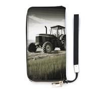 DWTJKMS Tractor Agriculture Tranquil Long Wallet Slim PU Leather Wallets for Men Women Minimalist Wallet with Card Slots, white, 20x10.5cm