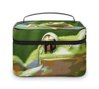DWTJKMS Tree Frog Baby Makeup Bag, Cosmetic Organizer Case Large Portable Capacity Make Up Bags Women Travel Toiletry Bags with Handle And Divider