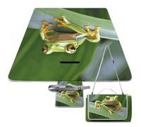 DWTJKMS Tree Frog Baby Picnic Mat, Foldable Waterproof Sand Mat with Tote Bag Large Outdoor Picnic Mats 58" X 58" Camping Blanket for Beach, Park, Travel