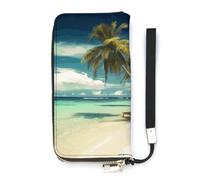DWTJKMS Tropical Holidays Long Wallet Slim PU Leather Wallets for Men Women Minimalist Wallet with Card Slots, white, 20x10.5cm