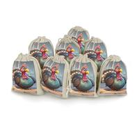 DWTJKMS Turkey Decoration Gift Pouches 8PCS Portable Small Drawstring Storage Bags Pouches Reusable Cotton Linen Bunches Pocket For Wedding, Travel, Office, Workout (Unisex)