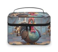 DWTJKMS Turkey Decoration Makeup Bag, Cosmetic Organizer Case Large Portable Capacity Make Up Bags Women Travel Toiletry Bags with Handle And Divider