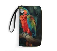 DWTJKMS Two Colored Parrots Long Wallet Slim PU Leather Wallets for Men Women Minimalist Wallet with Card Slots, white, 19.7x10.5cm