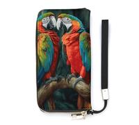 DWTJKMS Two Colored Parrots Long Wallet Slim PU Leather Wallets for Men Women Minimalist Wallet with Card Slots, white, 20x10.5cm