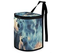 DWTJKMS Two Polar Bears Car Trash Can with Lid Large Capacity Hanging Auto Trash Bin Leak-Proof Waterproof Trash Bin Cars Must Haves Interior Accessories