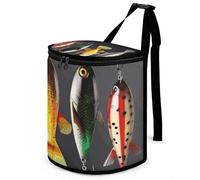 DWTJKMS Various Type of Fishing Baits Car Trash Can with Lid Large Capacity Hanging Auto Trash Bin Leak-Proof Waterproof Trash Bin Cars Must Haves Interior Accessories