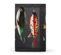 DWTJKMS Various Type of Fishing Baits Wallet Minimalist Mens Slim Trifold Wallets Modern Fashion Wallets Anti-Theft Wallet Holds Cards And Cash