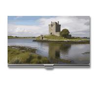 DWTJKMS View of The Dunguaire Castle Business Card Holder Aluminum Alloy Card Case Metal Name Card Holder for Men Women Professional Credit Card ID Case for Office Business Unique Gift