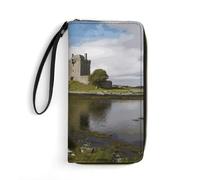 DWTJKMS View of The Dunguaire Castle Long Wallet Slim PU Leather Wallets for Men Women Minimalist Wallet with Card Slots, white, 19.7x10.5cm