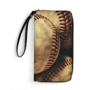 DWTJKMS Vintage Baseball American Retro Balls Long Wallet Slim PU Leather Wallets for Men Women Minimalist Wallet with Card Slots, white, 19.7x10.5cm